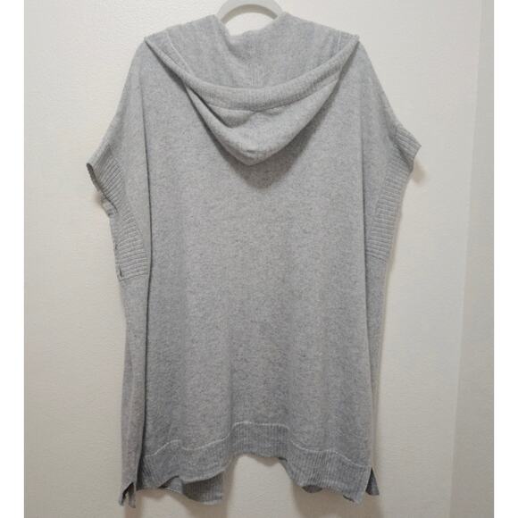 Cashmere Charter Club Luxury M Gray Poncho Oversized With Hoodie. Soft Warm Flaw - Picture 2 of 14